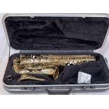 Earlham Professional Series II saxophone in case.