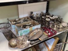 Collection of silver plated ware and flatware.
