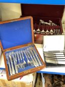 Canteen of cutlery, cased cutlery and cased set of knives.