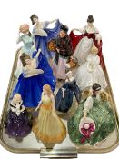 Ten Royal Doulton figures including The Orange Lady, HN1759.
