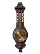 Early 20th Century carved oak barometer.