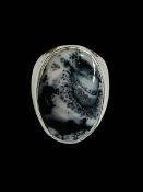 Leslie Parry silver agate ring, size O/P.