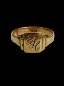 9 carat gold signet ring.