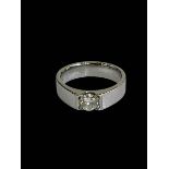 Diamond solitaire platinum ring, diamond approximately 0.5 carat, size N.