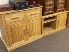 Contemporary light oak two door side cabinet and matching entertainment unit (2).