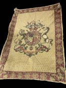 Armorial tapestry wall hanging 1.80 by 1.27.