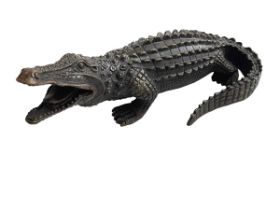 Bronze crocodile, 23cm length.