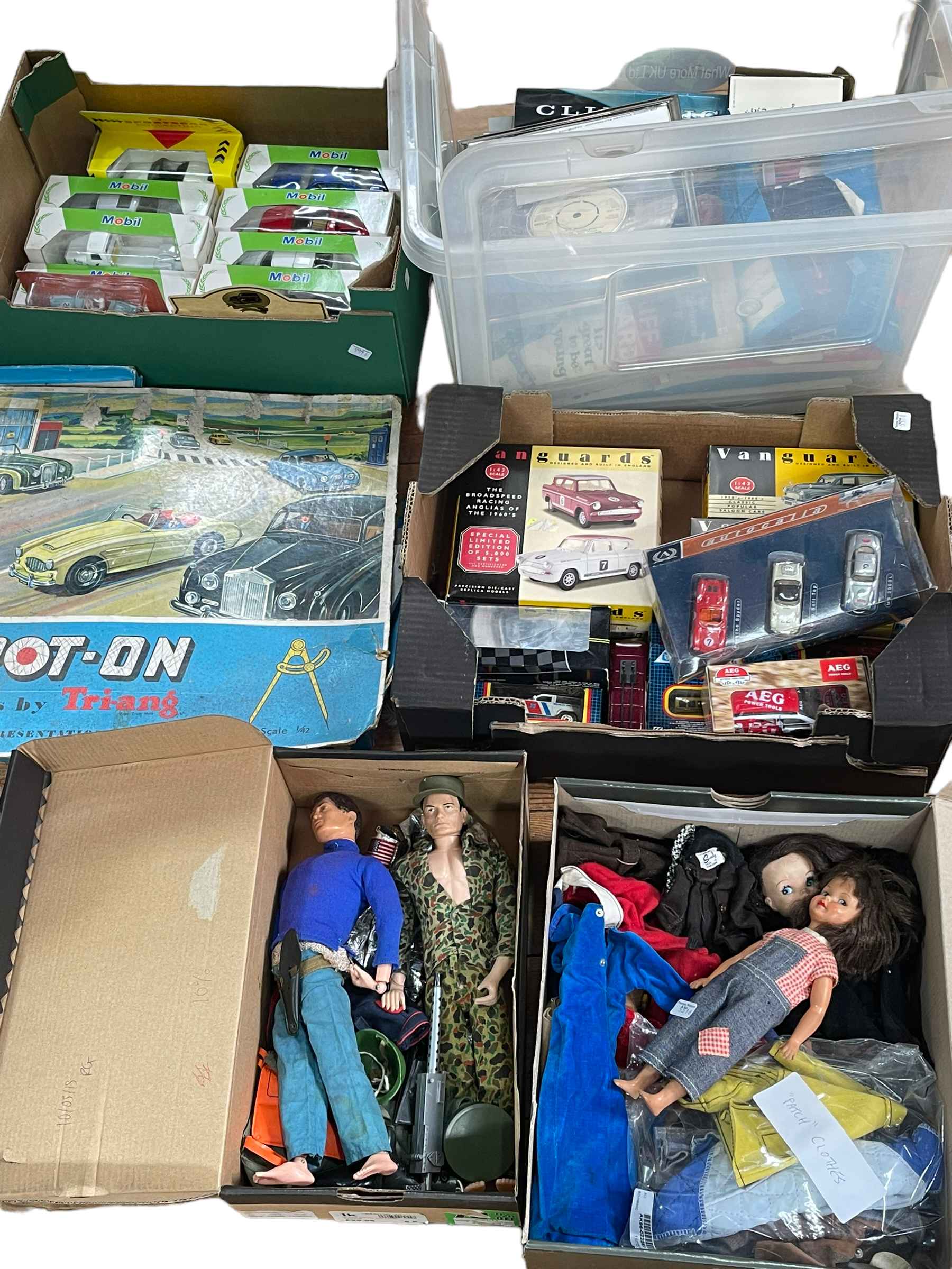 Various boxed model vehicles, Action Men and clothing, Cindy and clothing,