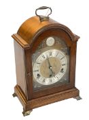 Elliott of London eight day Westminster mahogany bracket clock, 33cm high.