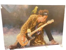 Large canvas print of Keith Richards, 139cm by 201cm.