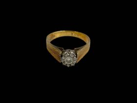 Solitaire diamond 18 carat gold ring, size M.