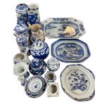 Very good collection of Oriental blue and white porcelain, prunus ginger jar, double gourd vase,