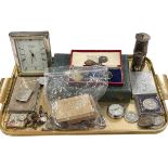 Carrs silver photograph frame, silver vesta, Masonic silver enamel jewels, medals, coins,