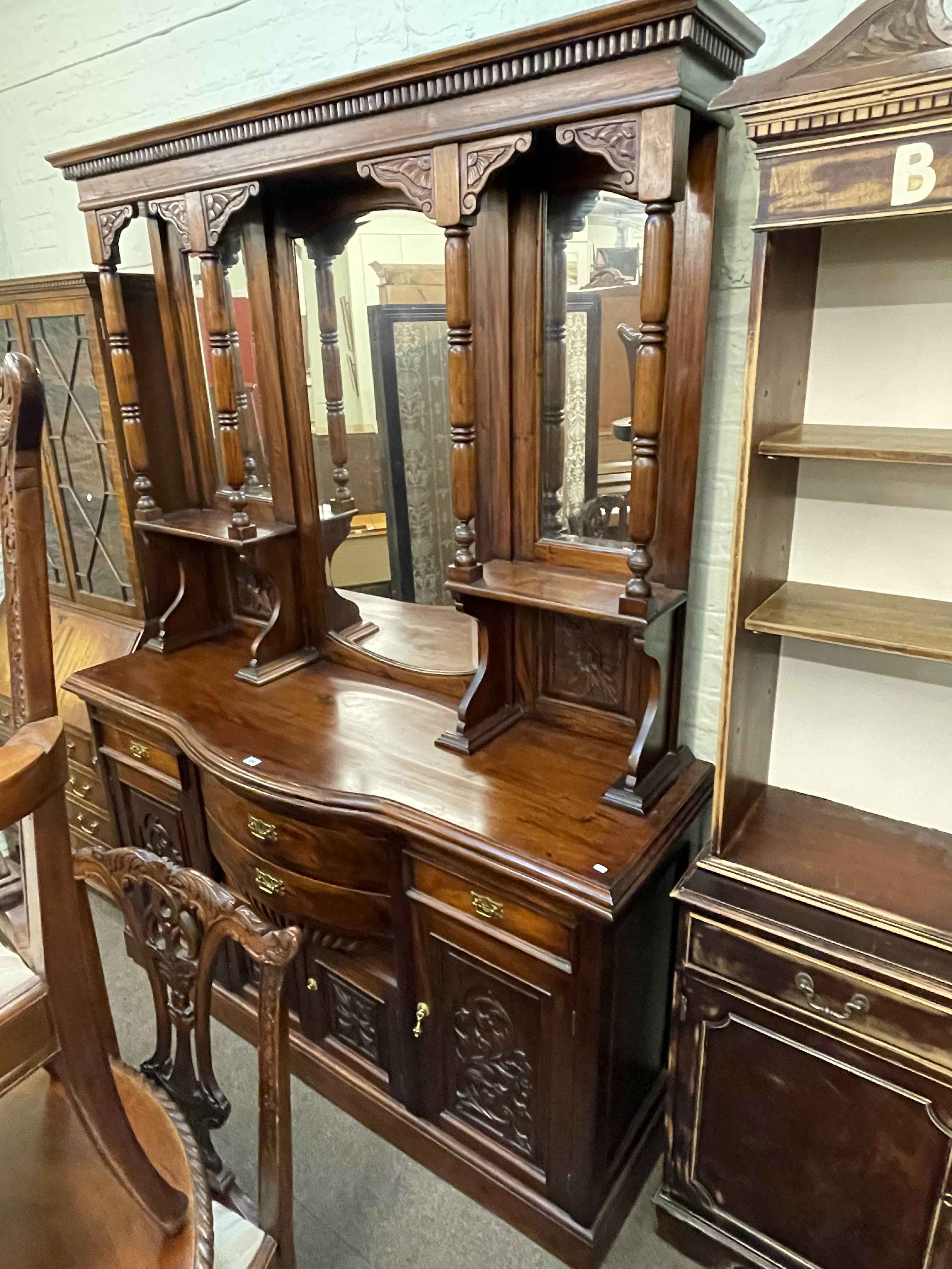 Victorian style eight piece dining suite comprising mirror backed sideboard, - Image 2 of 2