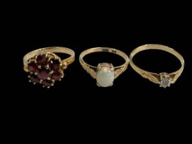 Opal 9 carat gold ring, size L, 9 carat gold and diamond ring,