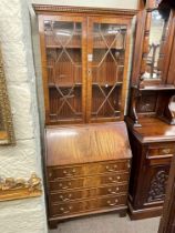 Bevan Funnell Ltd Reprodux mahogany astragal glazed bureau bookcase, 188cm by 79cm by 44cm.