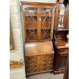 Bevan Funnell Ltd Reprodux mahogany astragal glazed bureau bookcase, 188cm by 79cm by 44cm.