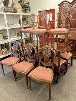 Oval mahogany twin pedestal extending dining table and leaf,