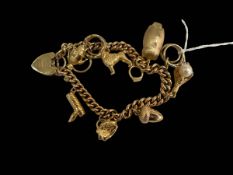 9 carat gold charm bracelet with 10 charms.