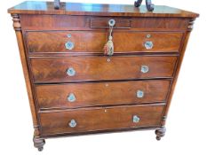 Victorian mahogany chest having small frieze drawer above two short and three long drawers all with