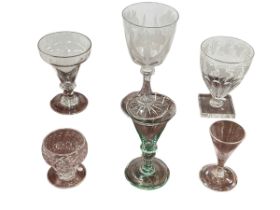 Five 19th Century wine glasses and bonnet glass (6).