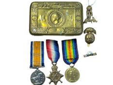 Trio of WWI medals awarded to 1086 CPL J. T. W. Penman Northumberland Fusiliers.