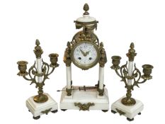 Ornate French ormolu clock garniture set, clock 42cm high.