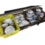 Four boxes of dinnerware including Spode, Royal Doulton Yorktown and Copeland.