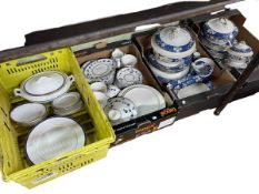 Four boxes of dinnerware including Spode, Royal Doulton Yorktown and Copeland.