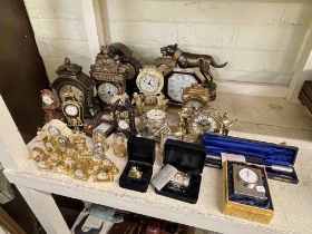 Collection of miniature and mantel clock including silver Carrs Millennium,