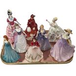 Seven Royal Doulton ladies including Beth, Diana and Diane.