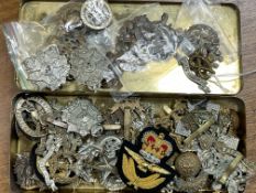 Collection of cap badges (approx 50), predominantly WWI,