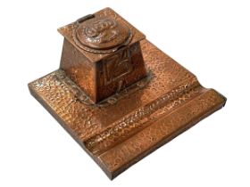 Arts & Crafts copper inkstand.