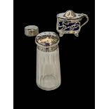Art Nouveau silver mustard, Birmingham 1904, silver topped caster, and silver pencil sharpener (3).