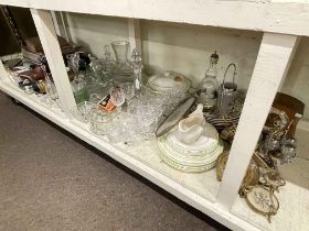 Bohemia glass, cameras, mantel clock, porcelain, stamps, magazines, etc.