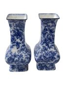 Pair large Losol Ware blue and white vases, 33cm.