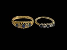 Two sapphire and diamond 18 carat gold rings,