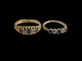 Two sapphire and diamond 18 carat gold rings,