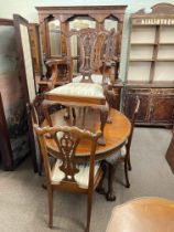 Victorian style eight piece dining suite comprising mirror backed sideboard,