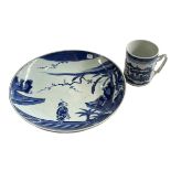18th Century Chinese blue and white tankard, and shallow bowl with six character mark,