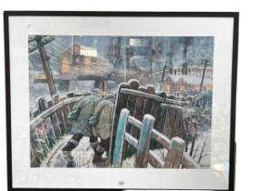 Norman Cornish, The Pit Road, framed print, 74cm by 93cm, including frame.