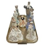 Three Coalport, three Nao, Royal Doulton, Wedgwood and Royal Worcester figures.