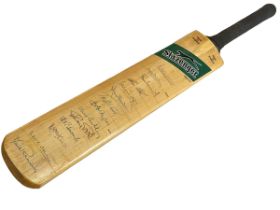 Signed cricket bat including England, Somerset, Leics and Gloucestershire teams.