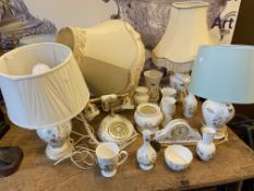 Collection of Aynsley Wild Tudor and Cottage Garden including table lamps.