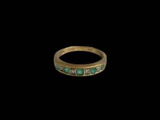 Emerald and diamond 9 carat gold ring, size O.