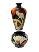 Moorcroft Pottery Parasol Dance vase, 23cm, and smaller Moorcroft vase signed Kerri, 11cm (2).
