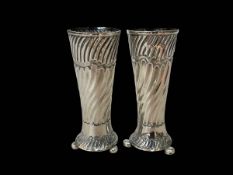 Pair Victorian silver spill vases, Birmingham 1890, 12cm.