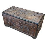 Carved Eastern camphorwood trunk, 44.5cm by 93cm by 44cm.