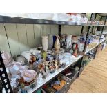 Large collection of crystal and other glass, various china, kitchen scales, three stoneware bottles,