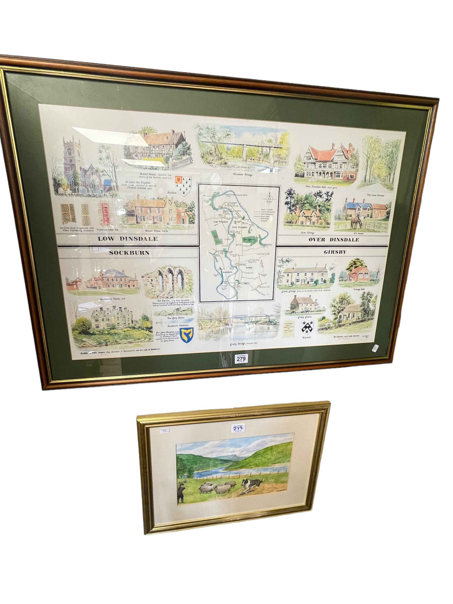 Seven various signed Alderson watercolours and framed Dinsdale print (8).